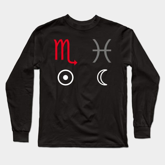 Scorpio Sun Pisces Moon Zodiac Sign Long Sleeve T-Shirt by Horosclothes